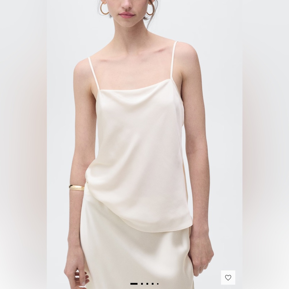 MANGO SATIN TOP WITH DRAPED NECKLINE